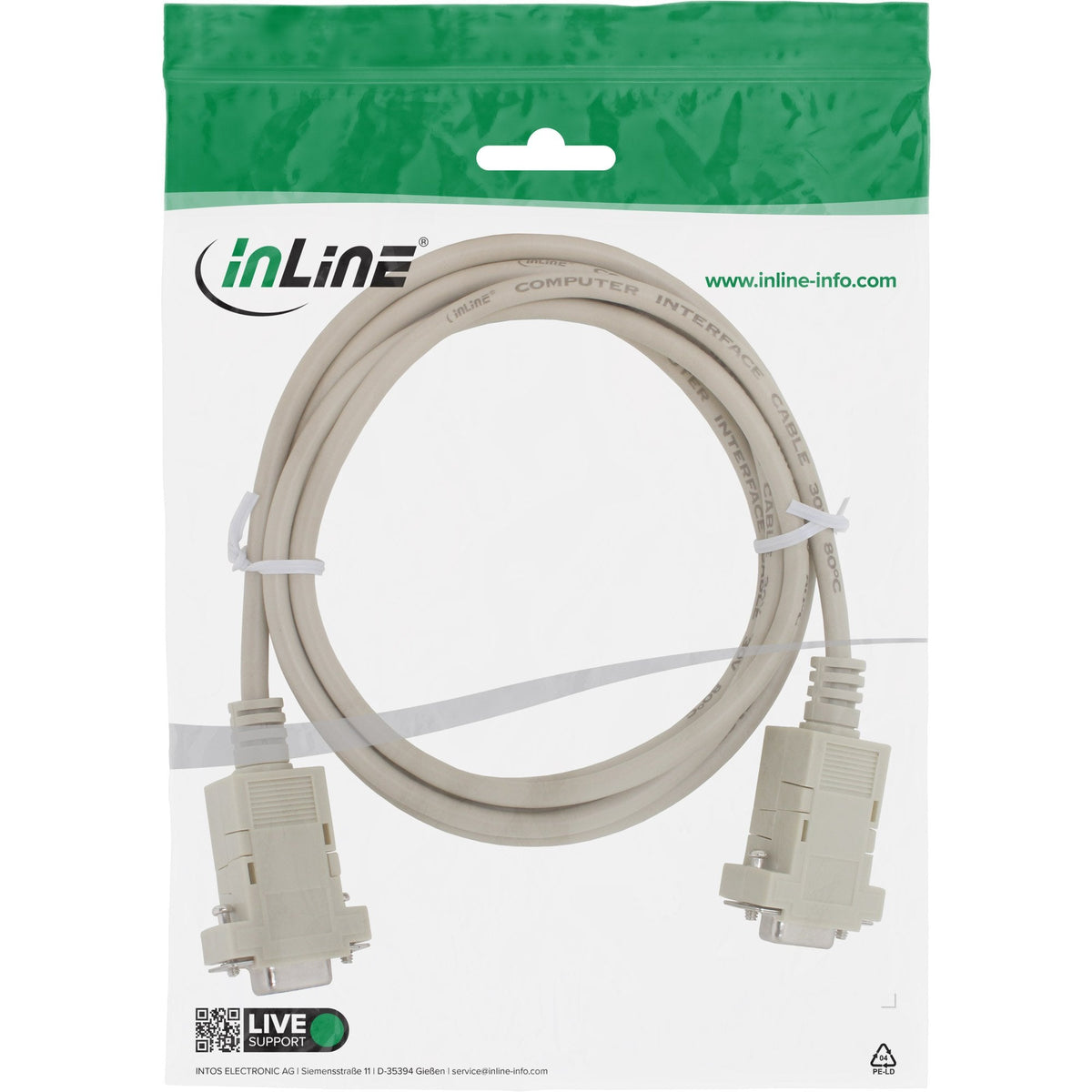Cable De Módem Nulo Inline Db9 Pin Hembra A Hembra Con Abrazadera Gris 2m