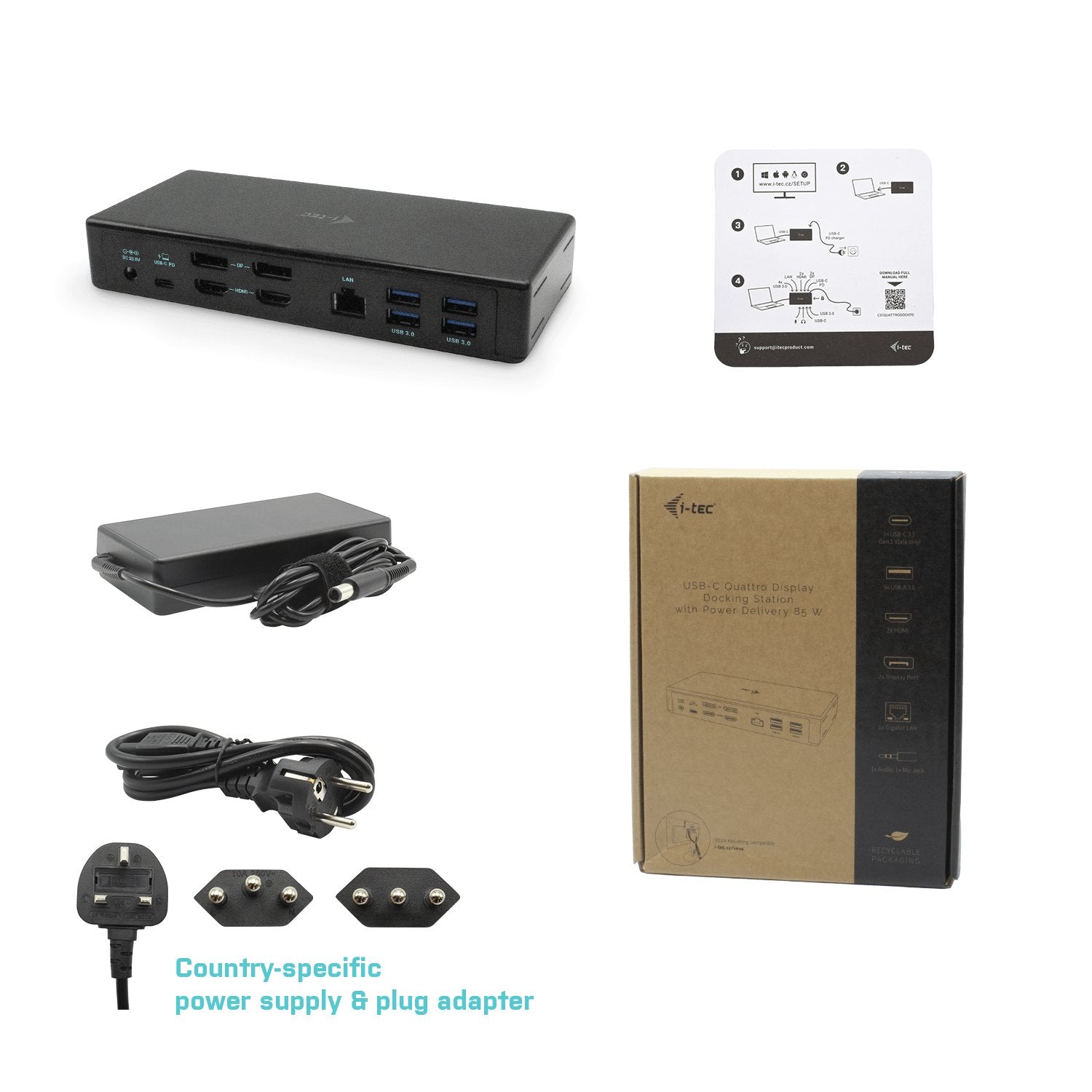 EAN 8595611703393 - i-tec C31QUATTRODOCKPD base para portátil y replicador de puertos Alámbrico USB 3.2 Gen 1 (3.1 Gen 1) Typ imagen 9