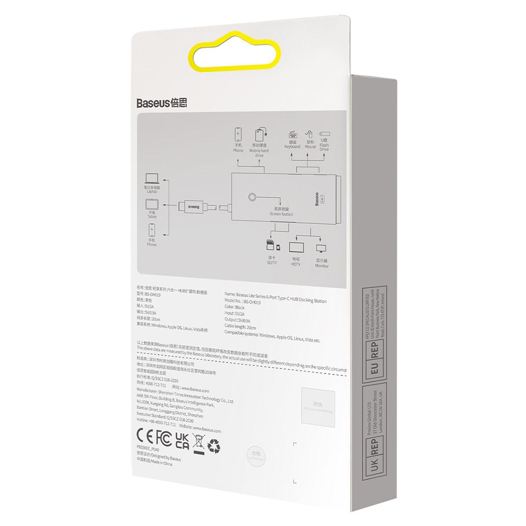 EAN 6932172606329 - Baseus WKQX050001 hub de interfaz USB Tipo C 5000 Mbit/s Negro imagen 8