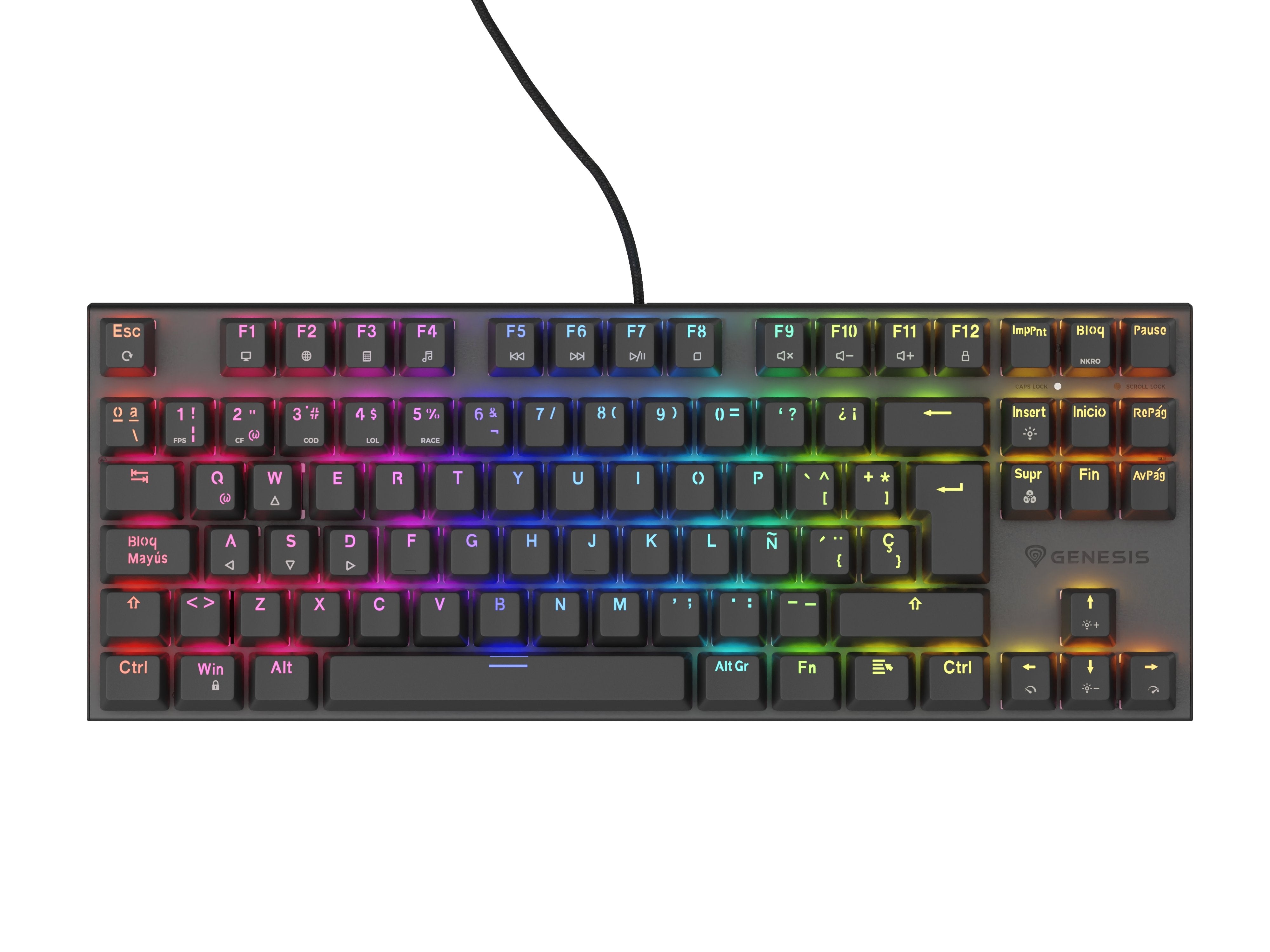 Teclado Ingles Gaming Genesis Thor 303 Tkl Rgb Neg Mecanic Switch Peach Silen Hot Swap