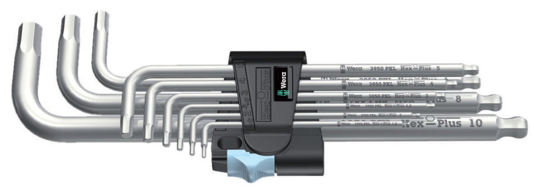 Wera 3950/9 Hex-Plus Inoxidable 1 Sb Juego De Llaves L, 9 Piezas, Destornillador (Acero Inoxidable, Acero Inoxidable, Con Clip De Retención)