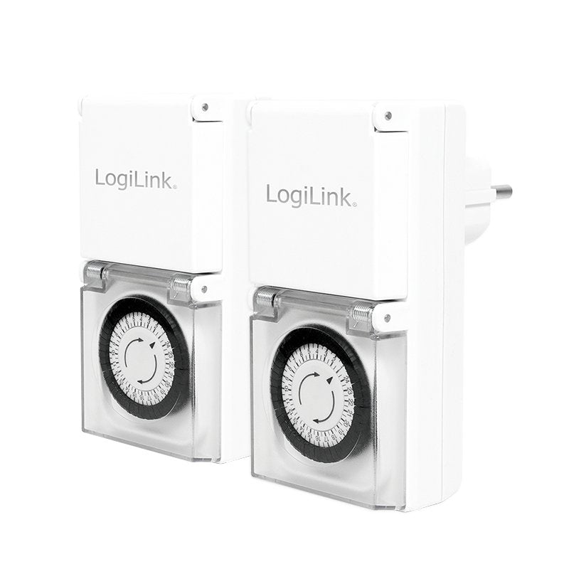Programador Electrico Cuadrado Analogico Mecanico Ip44 Exterior Logilink Blister 2 Unidades