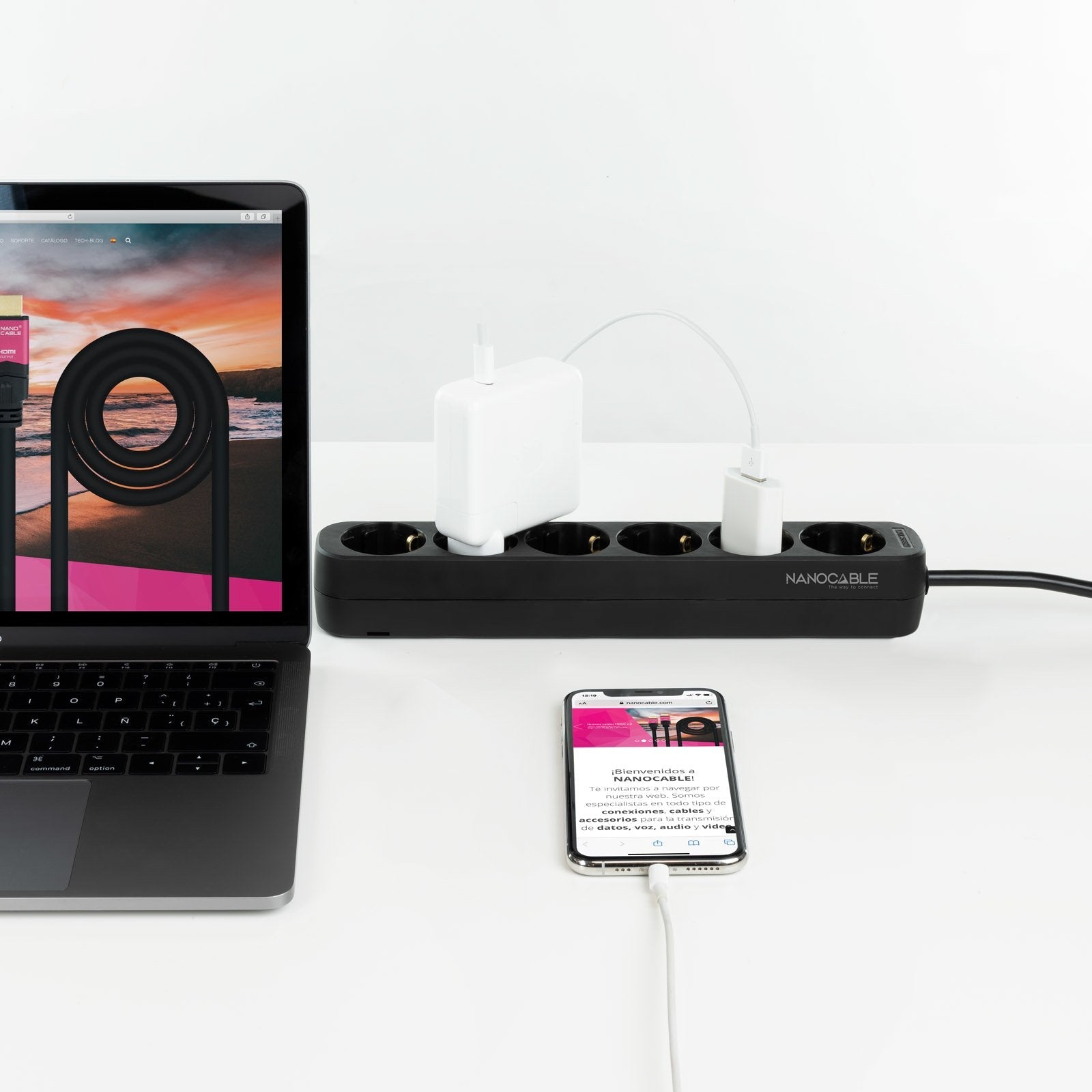 Nanocable Regleta 6 Tomas - 1.4m - Negro