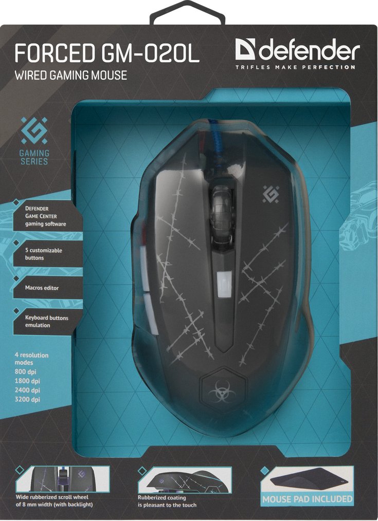 EAN 4714033520201 - Defender Forced GM-020L ratón Juego Ambidextro USB tipo A Óptico 3200 DPI imagen 13