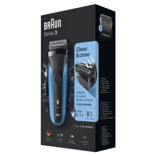 Braun Series 3 310s Afeitadora Eléctrica Recargable En Seco Y Húmedo, Azul