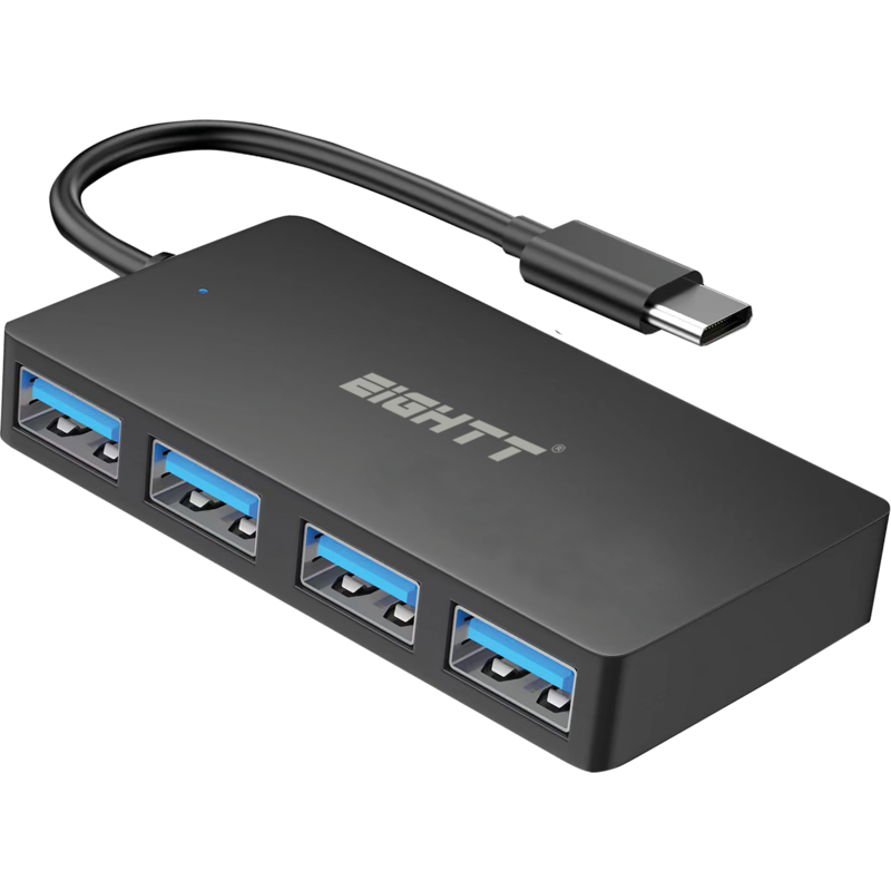 Eightt Hub 4 Puertos Usb-C A 4x Usb 3.0 De Alta Velocidad Negro
