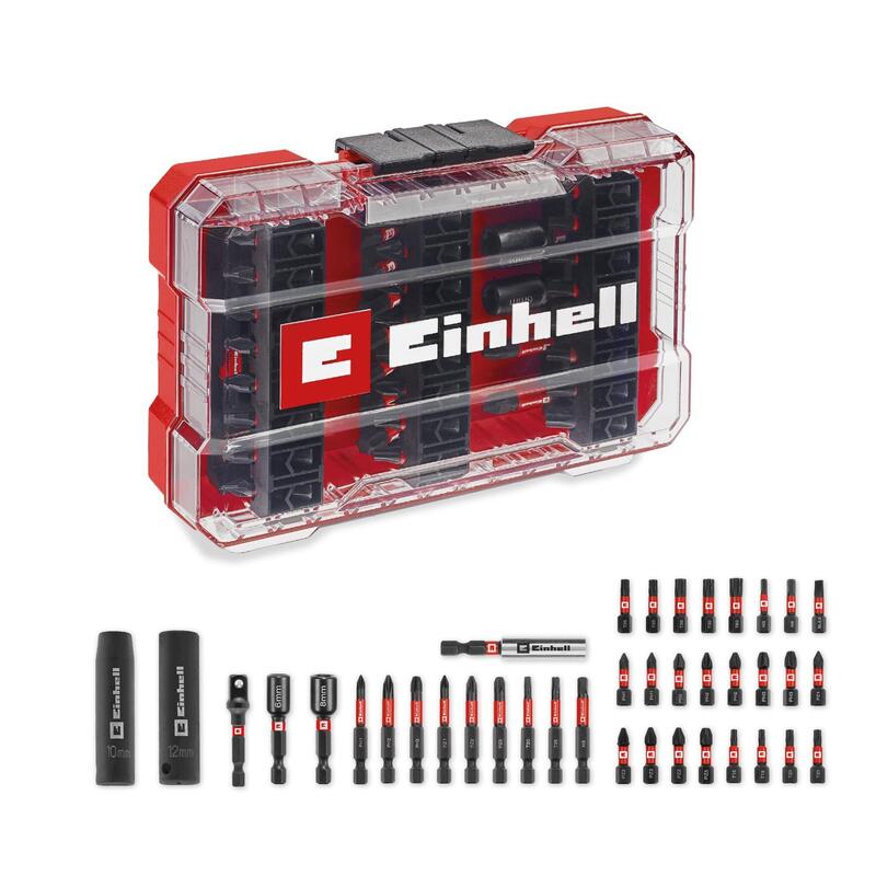 Einhell M-Case - Juego De 39 Puntas De Impacto Y Vasos (25 Mm, 50 Mm, Llaves Hexagonales, Adaptador De 60 Mm, Incluye Caja De Almacenamiento) 109220