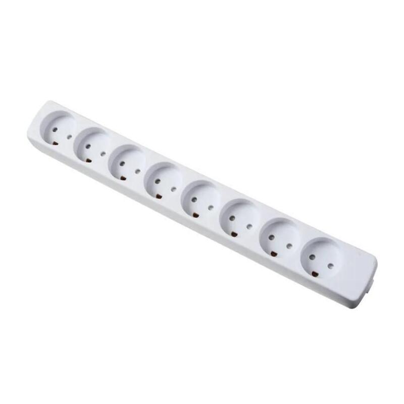 El-StikdSe 8 Udtag M/Jord 10m Ledning, Hvid