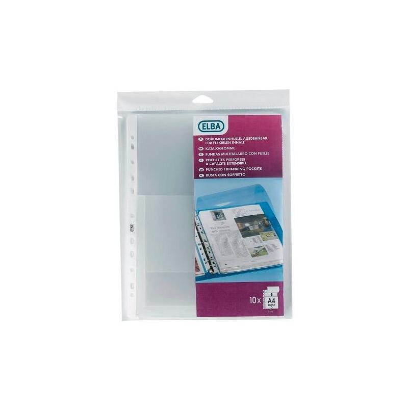 Elba Funda Multitaladro 11 Pp Cristal A4 200 Micras Gran Capacidad Extra Blister -10u-