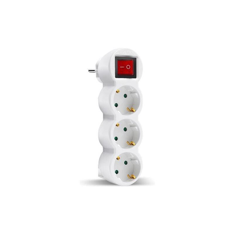 Elbat Base Multiple 3 Tomas Con Interruptor - Color Blanco