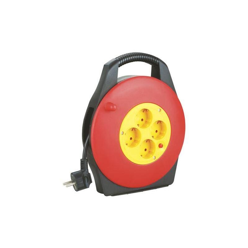 Elbat Enrollador Alargador Con Proteccion Termica - 4 Shukos - Carga Maxima Enrollado 1100w, Desenrollado 3200w - Cable De 10m