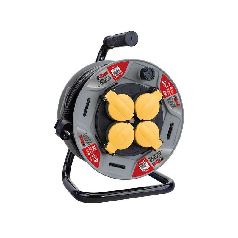 Elbat Enrollador Alargador Con Proteccion Termica - 4 Shukos - Carga Maxima Enrollado 1100w, Desenrollado 3200w - Cable