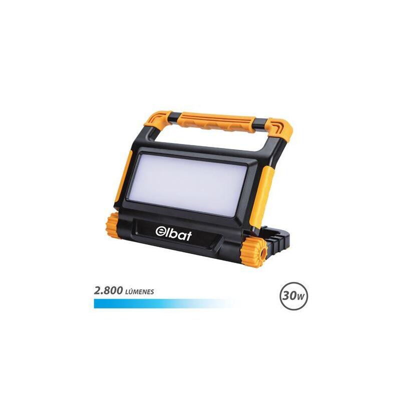 Elbat Foco Recargable 30w - Luz Fria, 6000k - 2800 Lumenes - Bateria 3.7v / 8000mah Negro