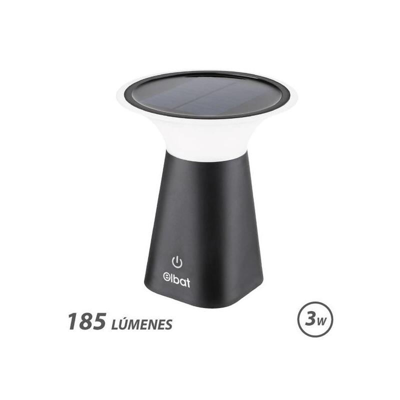 Elbat Lampara Solar Led - 185lm - 2000k - Autonomia 6 Horas - Negro