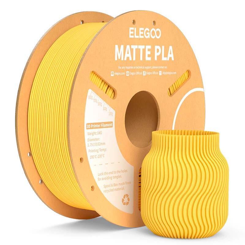 Elegoo Pla Matte Amarillo Mate Para Impresoras 3d Fdm - Filamento 1.75mm Bobina De 1kg