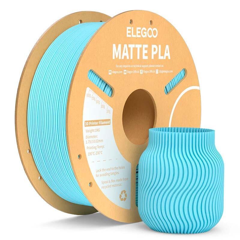 Elegoo Pla Matte Azul Claro Mate Para Impresoras 3d Fdm - Filamento 1.75mm Bobina De 1kg