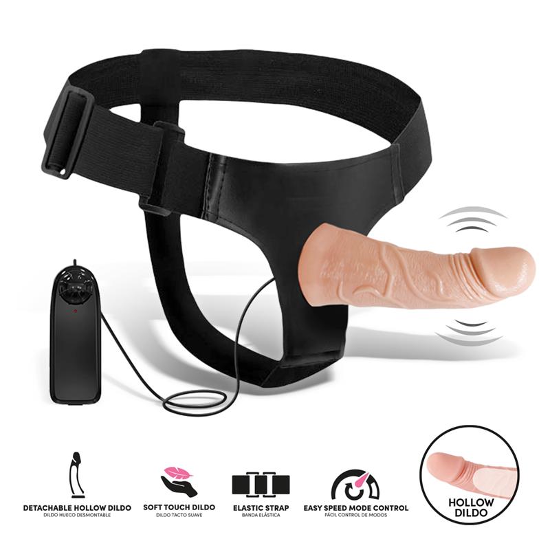 Eleto Arnés Con Dildo Hueco Desmontable, Vibración Y Control Remoto
