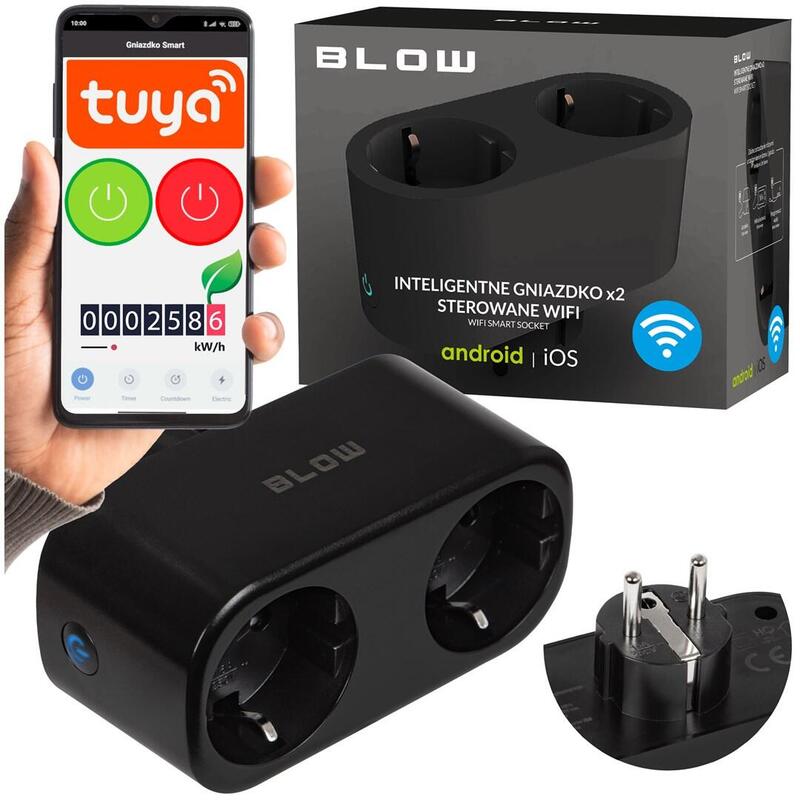 Enchufe Inteligente Doble Tuya Con Control Wifi, Color Negro