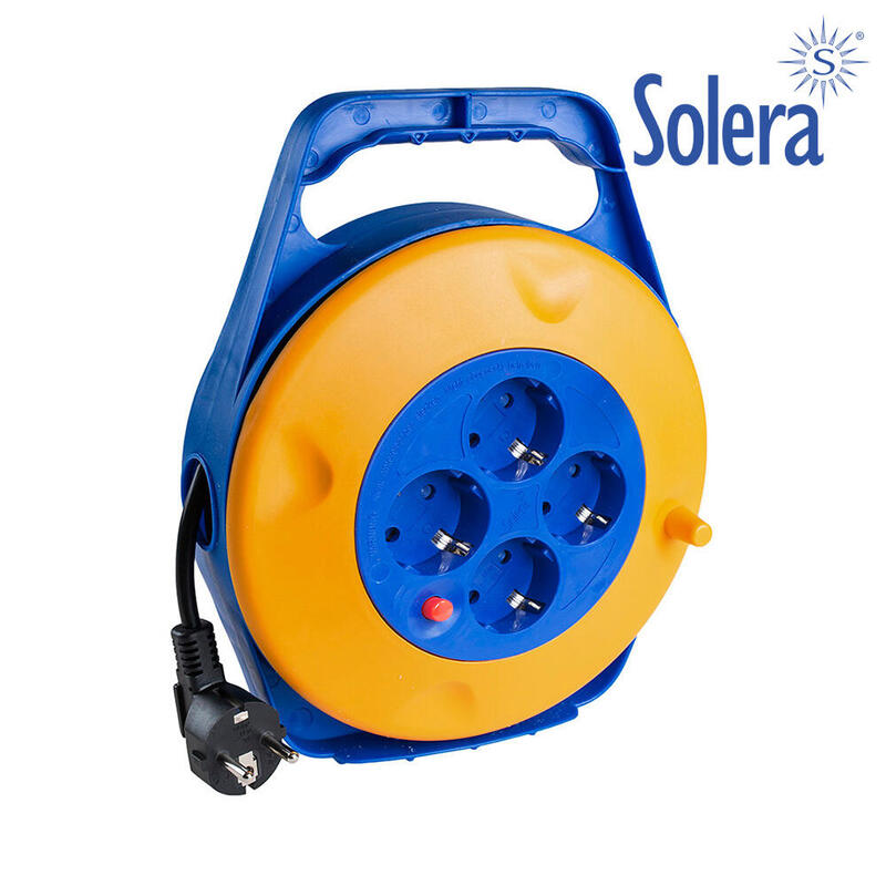 Enrollacable 10m 3x1,5mm, Con 4 Tomas Bipolares Con T/Tl Solera 7422/3
