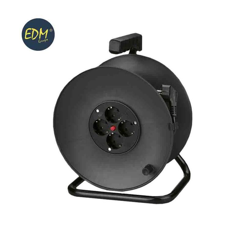 Enrollacables Con Protector Termico 3x1,5mm 50m 4 Tomas Edm