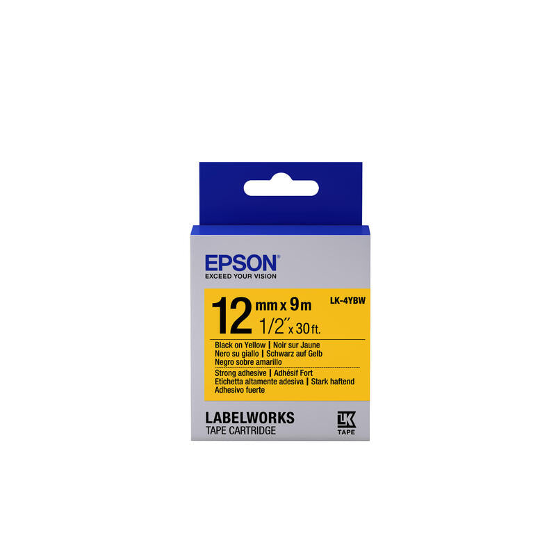 Epson Cinta Adhesiva Resistente - Lk-4ybw Cinta Adhesiva Resistente Negra/Amarilla 12/9
