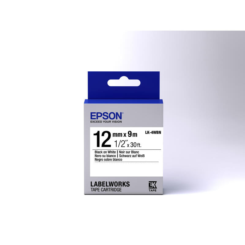 Epson Cinta Mecanográfico Negro Sobre Blanco C53s654021 Lk-4wbn 12 Mm X 9 M
