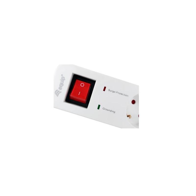 Equip Regleta Con 5 Tomas Cable De Red De 1.5 Metros + 2 Puertos Usb Y Boton De Apagado Encendido