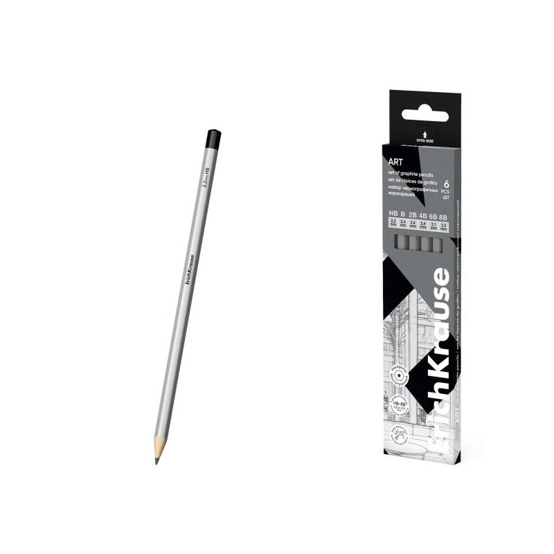 Erichkrause Art Pack De 6 Lapices De Grafito - Durezas Surtidas Hb-8b - Cuerpo Hexagonal - Mina Resistente - Agarre