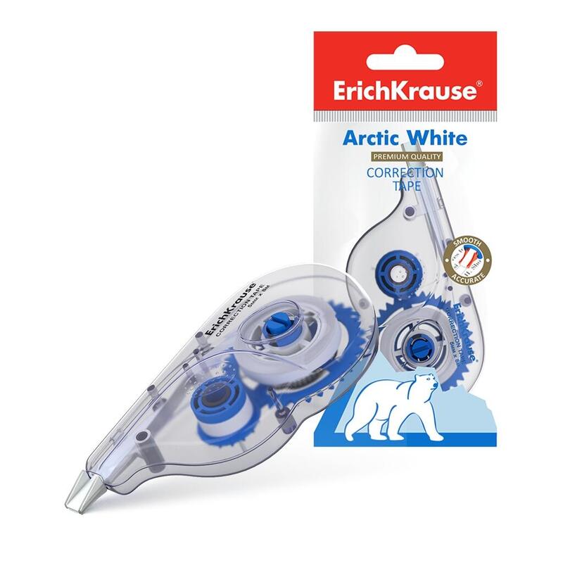Erichkrause Cinta Correctora Arctic White - 5mm X 8m - Secado Inmediato - Permite Escritura Sobre La Correccion - Control De Cinta - Color Blanco