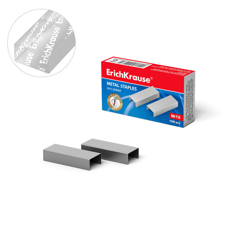 Erichkrause Grapas 10 - 1000 Grapas - Alta Calidad Y Resistencia Mejorada - Resistente A La Corrosion - Color Plateado