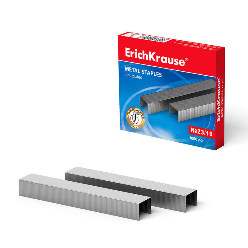 Erichkrause Grapas 23/10 - 1000 Grapas - Alta Calidad Y Resistencia Mejorada - Resistente A La Corrosion - Color Plateado