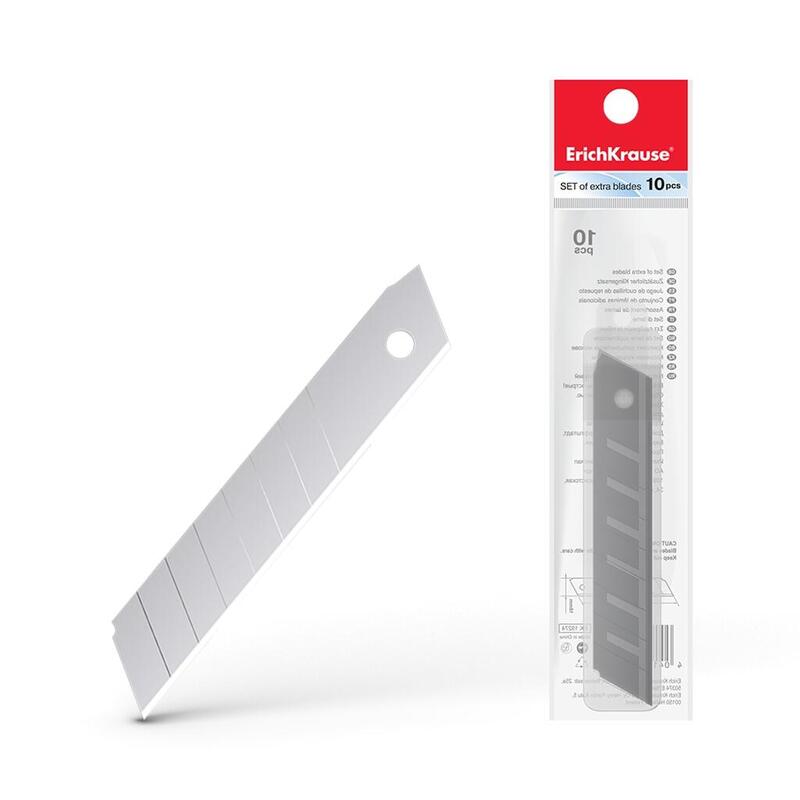 Erichkrause Juego De Cuchillas Adicionales - Cuchillas De Repuesto De Acero Segmentado - Afilado De Doble Cara - Resistente Al Desgaste - Recipiente De Plastico - Color Negro