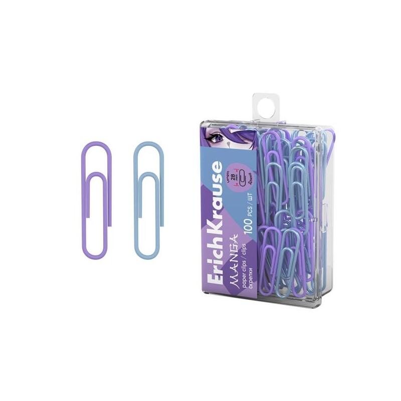 Erichkrause Manga Pack De 100 Clips Recubiertos - 28mm - Caja De Plastico - Colores Surtidos