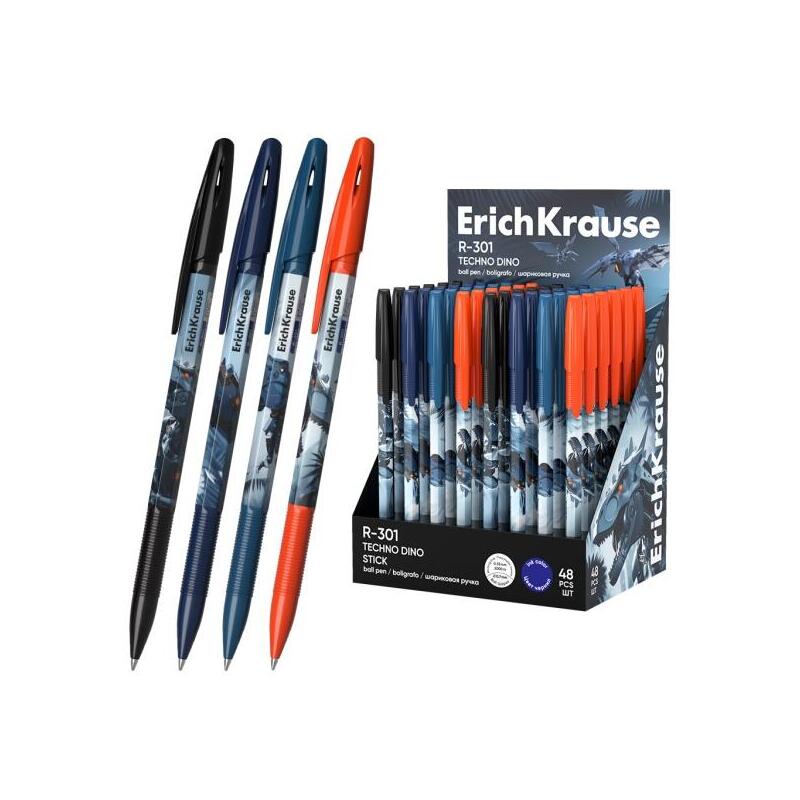 Erichkrause R-301 Stick Techno Dino Expositor Con 48 Boligrafos Con Capuchon - Modelos Surtidos - Trazo 0.35mm - Tinta