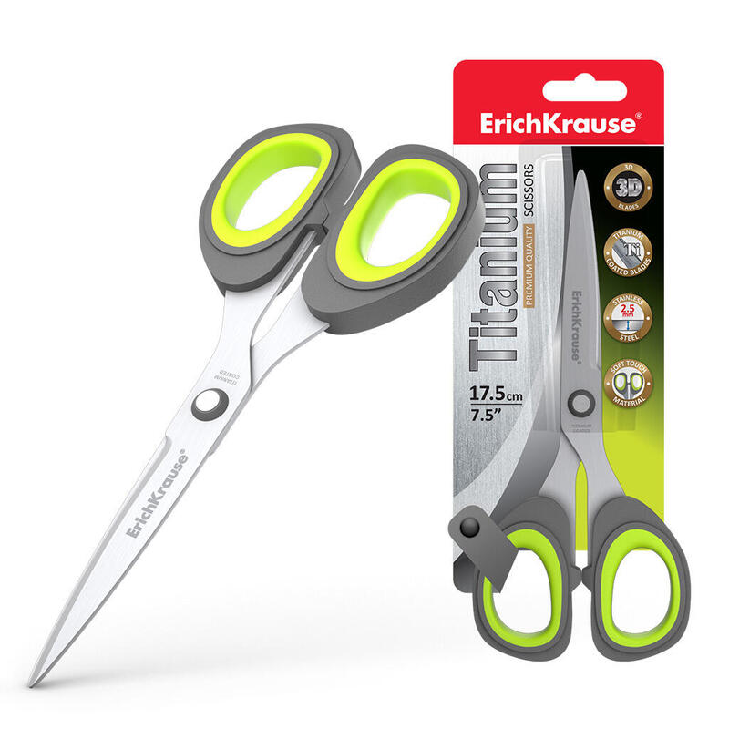 Erichkrause Tijeras Titanium - Cuchillas De Titanio - Alta Eficiencia De Corte - Resistente A La Corrosion - Color Negro