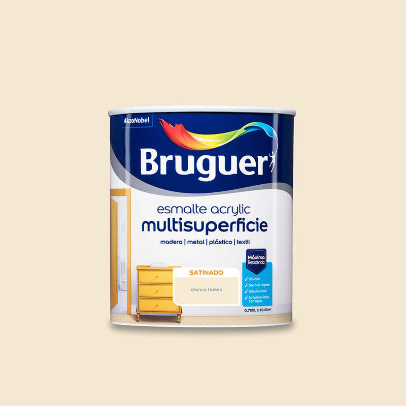 Esmalte Acrylic Multisuperficie Satinado Blanco Hueso 0,750l 5057452 Bruguer