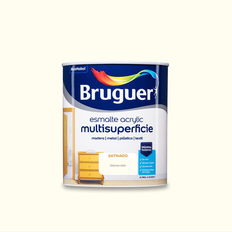 Esmalte Acrylic Multisuperficie Satinado Blanco Roto 0,750l 5298130 Bruguer