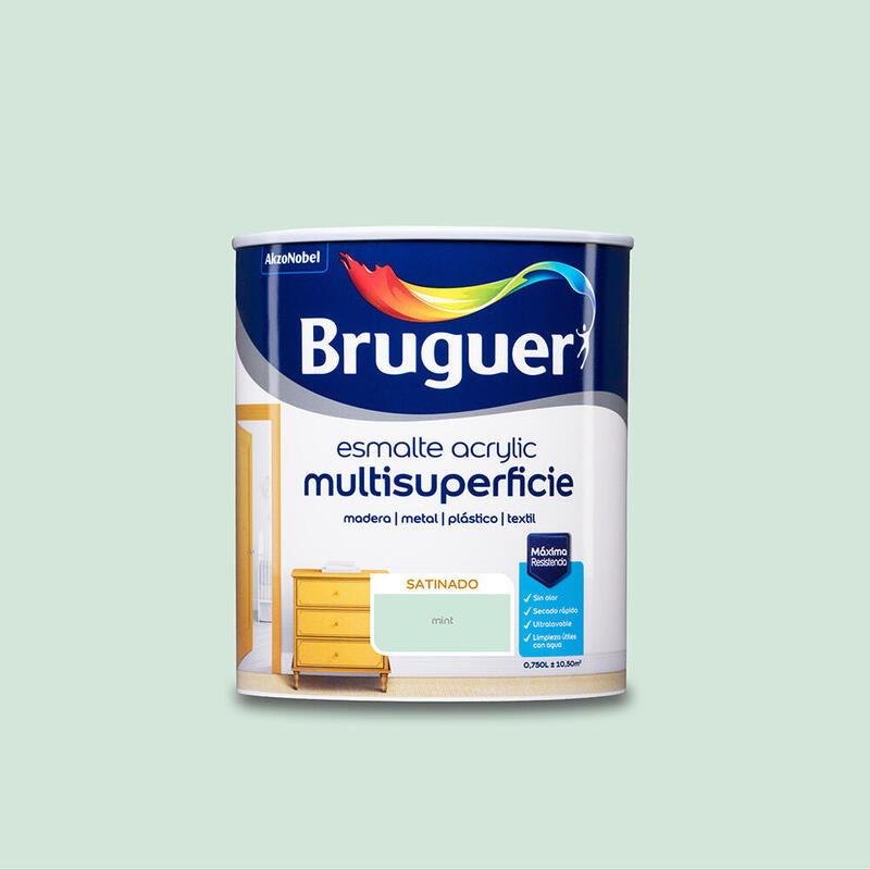 Esmalte Acrylico Multisuperficie Satinado Mint 0,750l 5298031 Bruguer