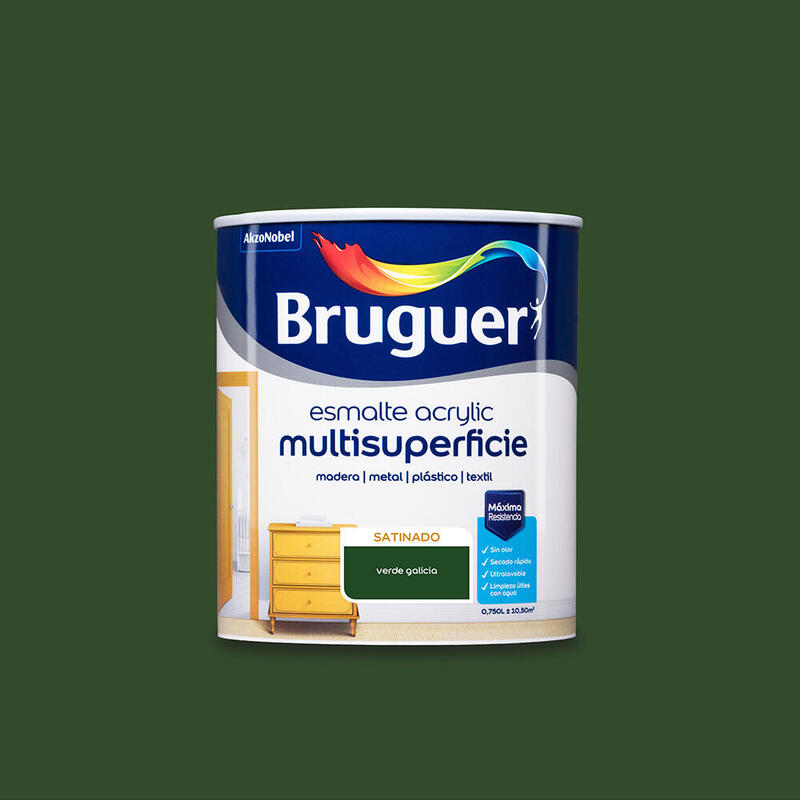Esmalte Acrylico Multisuperficie Satinado Verde Galicia 0,750l 5057506 Bruguer