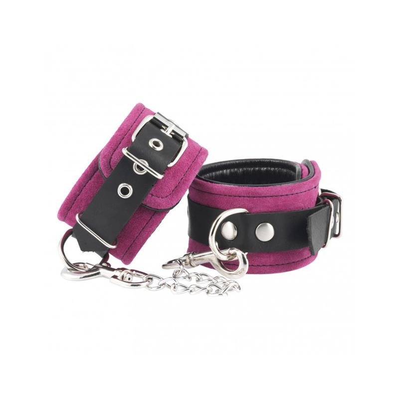 Esposas De Cuero Rosa Ajustable