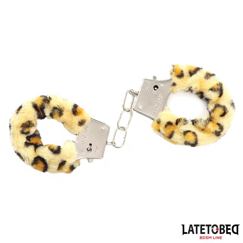 Esposas De Metal Furry Con Pelo Animal Print Leopardo