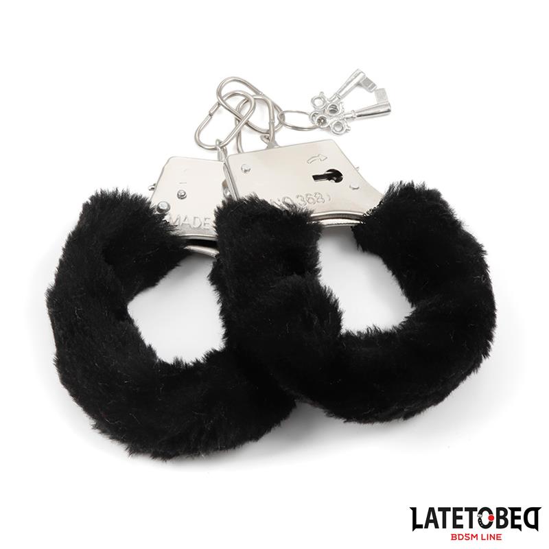 Esposas De Metal Furry Con Pelo Negro