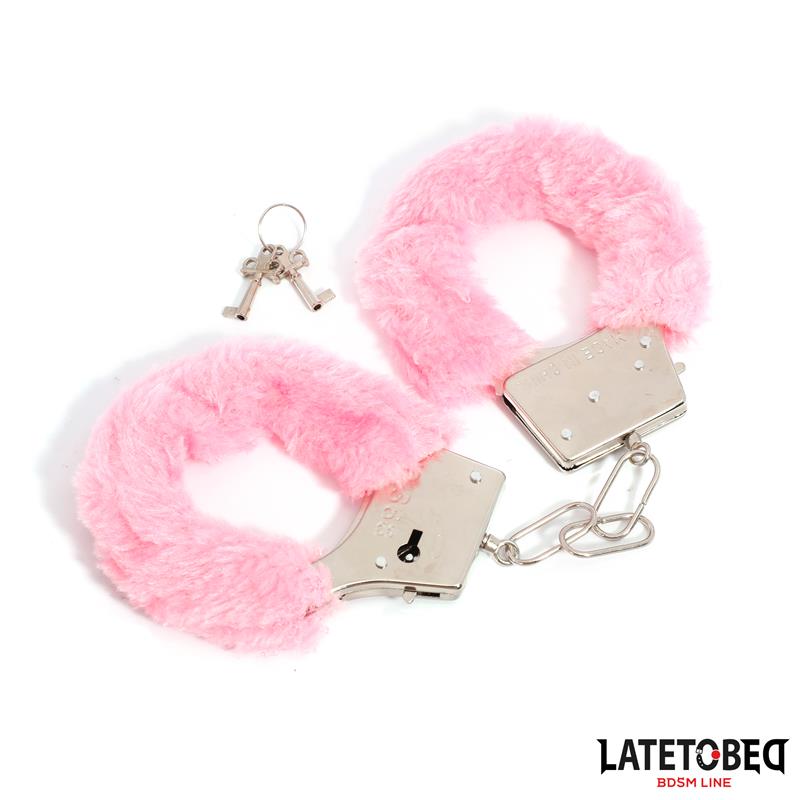 Esposas De Metal Furry Con Pelo Rosa