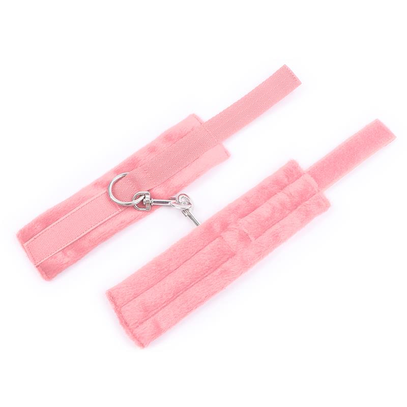 Esposas De Tela Con Velcro Para Muñecas Con Pelo Largo Rosa