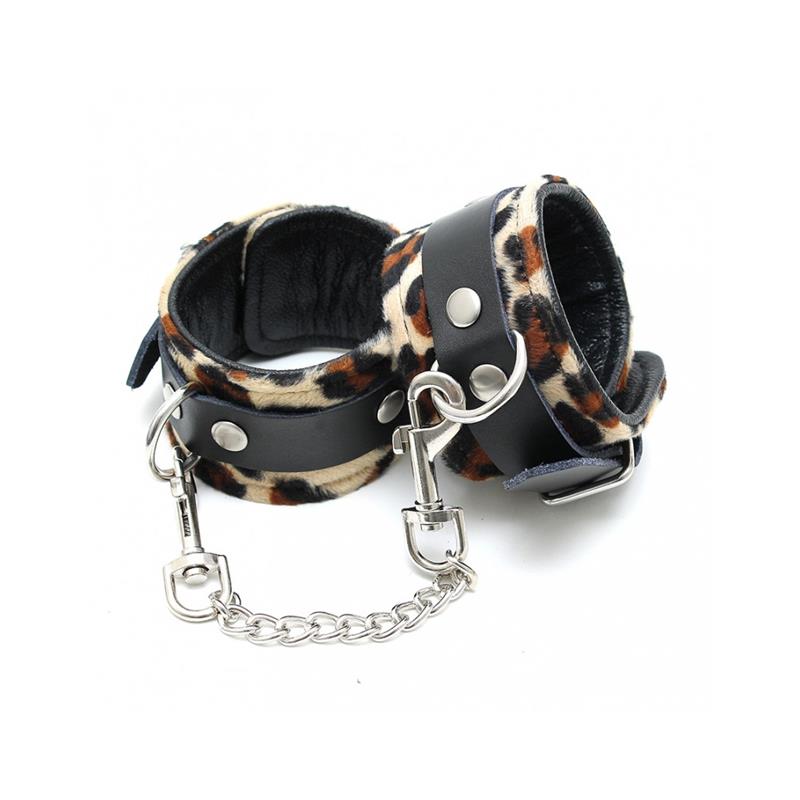 Esposas Para Pies Cuero Estampado Leopardo