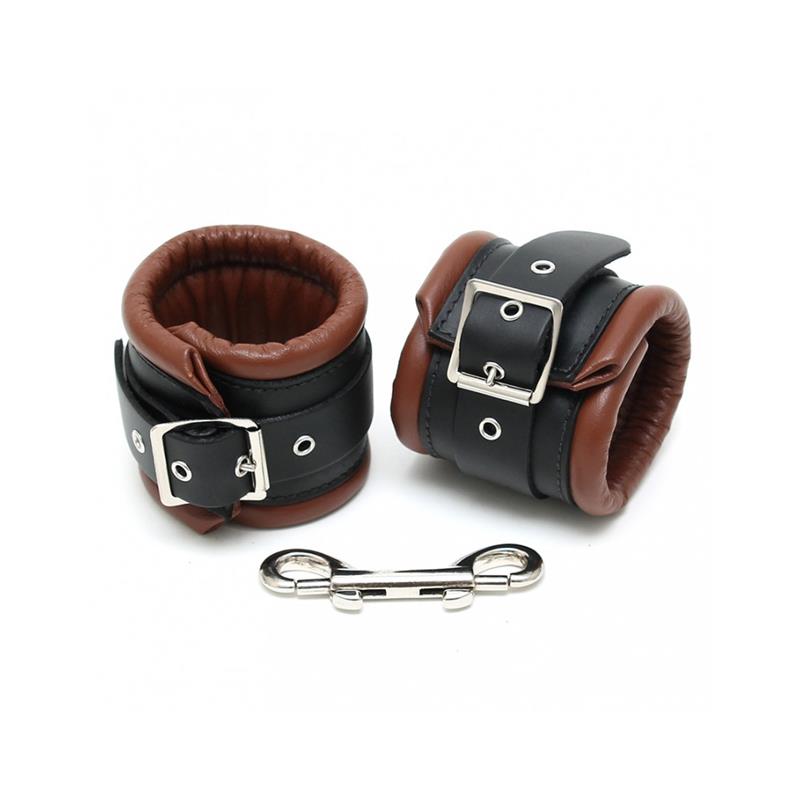 Esposas Para Pies Cuero Negro Y Marrón 7cm