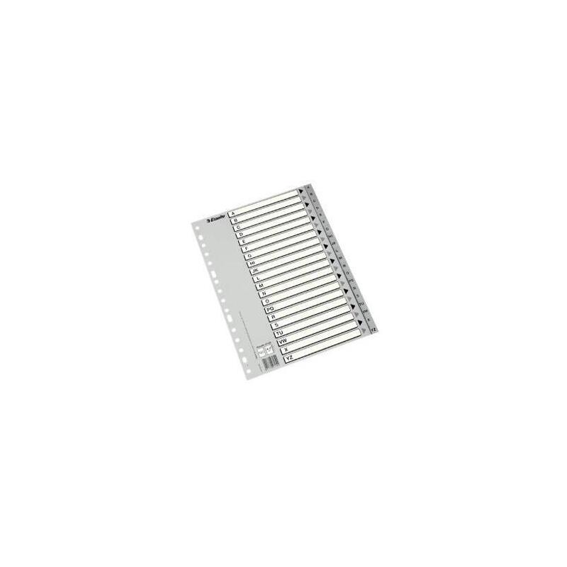 Esselte Abecedario Separador Multitaladro Polipropileno Folio Gris Con Carátula Índice Cartón Blanco / Negro