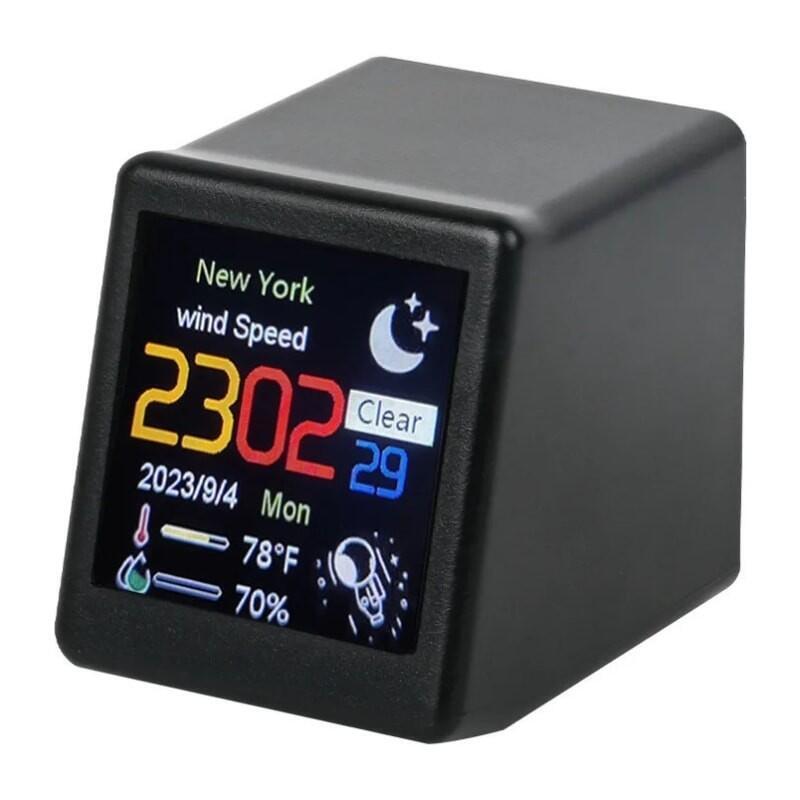 Estación Meteorológica Inteligente Portátil Con Wifi Y Despertador Negro