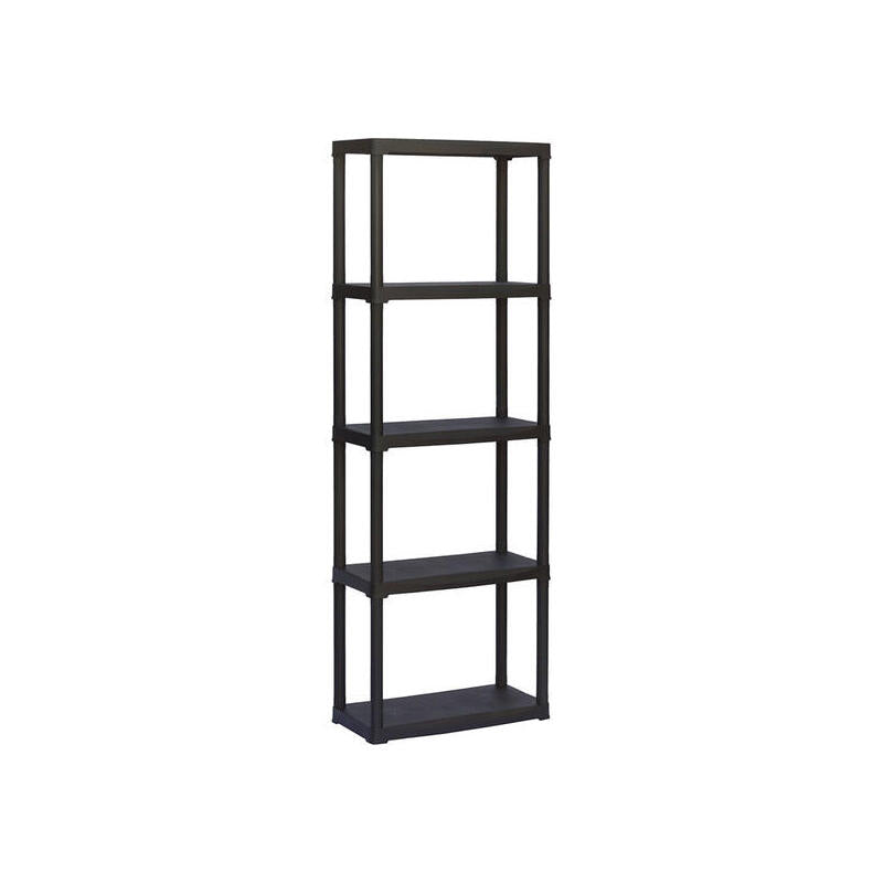 Estantería Línea Tempo Con 5 Estantes De Polipropileno Negro, 60 X 30 X 176 Cm