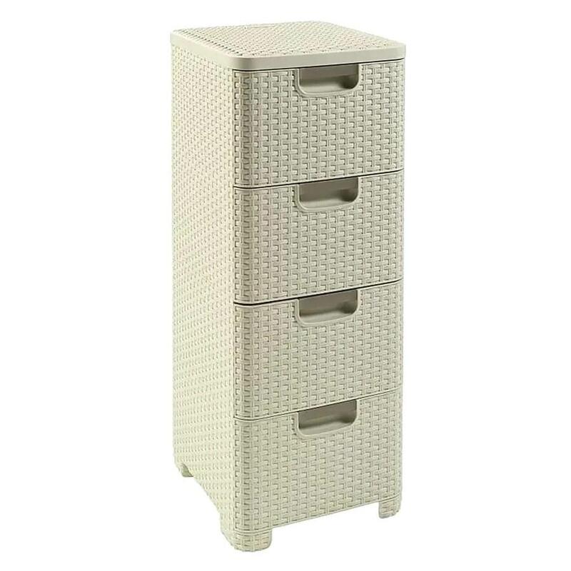 Estantería Z Szufladami 4x14l Rattan Kremowy 209907 Curver